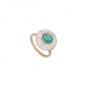 Yellow Gold Emerald And Diamond Ring
